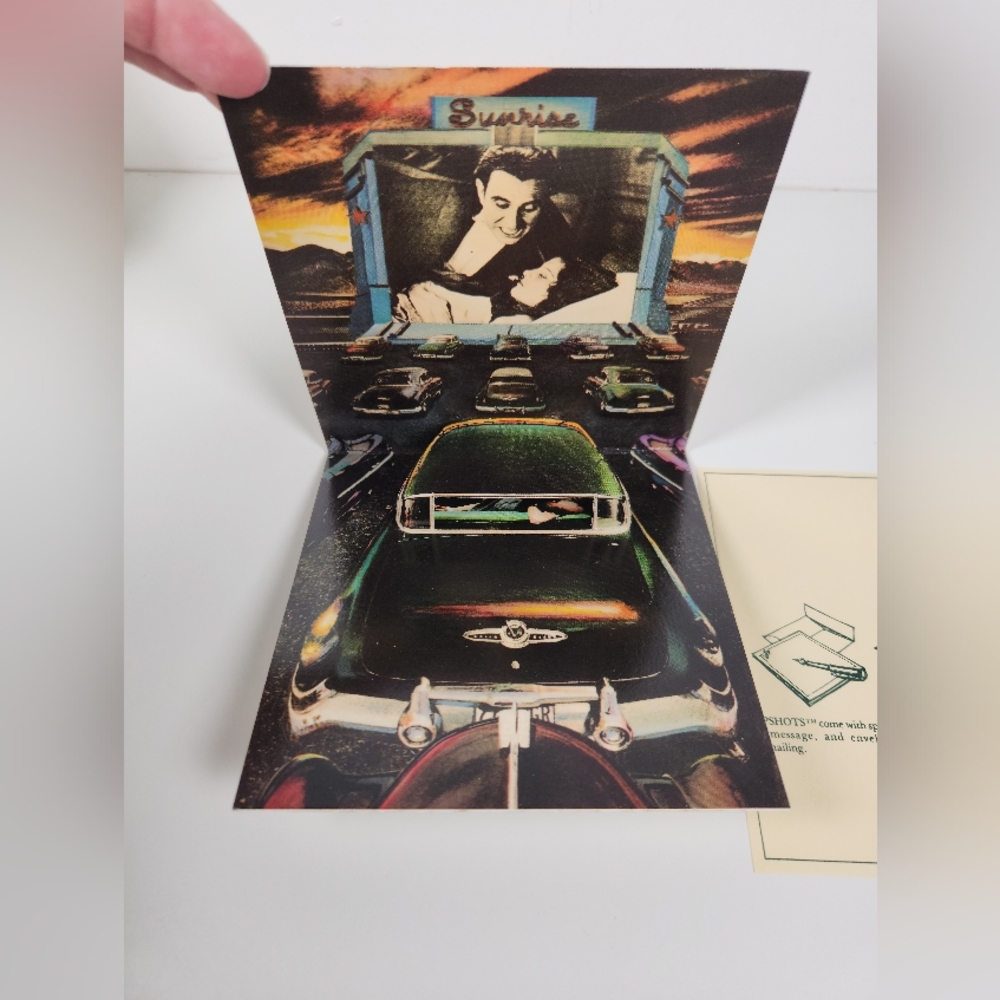 Vintage 1979 Popshots 3D Cards "Sunrise Drive-In", Pop Up Greeting Card, Unused